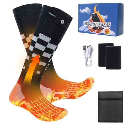Olycism Heated Socks 8500mAh Battery Rechargeable Electric Heated Socks for Men Women 4 Temperature Adjustable Outdoor Riding Camping Hiking Motorcycle Skiing Warm Winter Socks,Size-L.