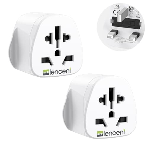 LENCENT World to UK Travel Adapter, 2 Pack Universal to Type G Plug Adaptor