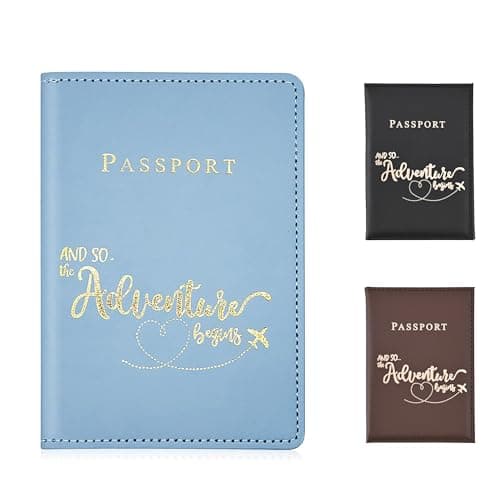 FUZVOL Passport Holder PU Leather Passport Cards Cover for Documents, Passport Wallet for Credit Card, Business Cards, Money, Travel Wallet Women & Men Travel Boarding Accessories, Blue