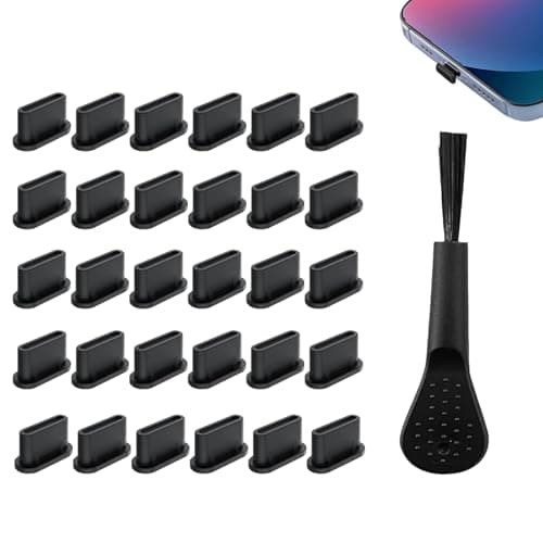 liyun 31 Pcs USB Type C Anti Dust Cap Set, 30 Pcs Port Plugs Protector with Cleaning Brush, Silicone USB C Dust Cover for All Type-C Smartphones Tablets