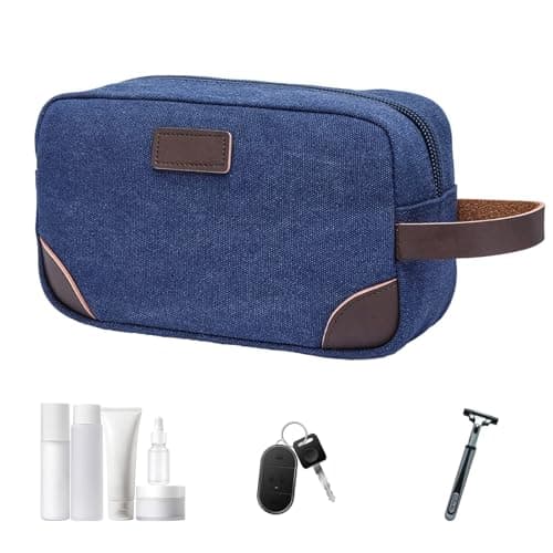 Toiletry Bag Men, Wash Bags for Men with Zipper Large Capacity Travel Bag, Portable Canvas Shaving Bag, Toiletry Bags Coin Purse Key Makeup Bag Storage Bag for Travel Gym Bathroom (Blue)