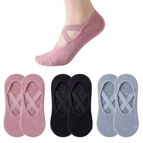 RJTCXJS 6 Pcs Non-Slip Grip Socks for Yoga Pilates