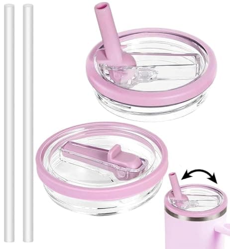 2 Pack Stanley Lid Replacement 40 oz, with Leak Proof and Flip Straw Lid, Stanley Cup Accessories,perfect for travel, fitness, and daily use (Purple)