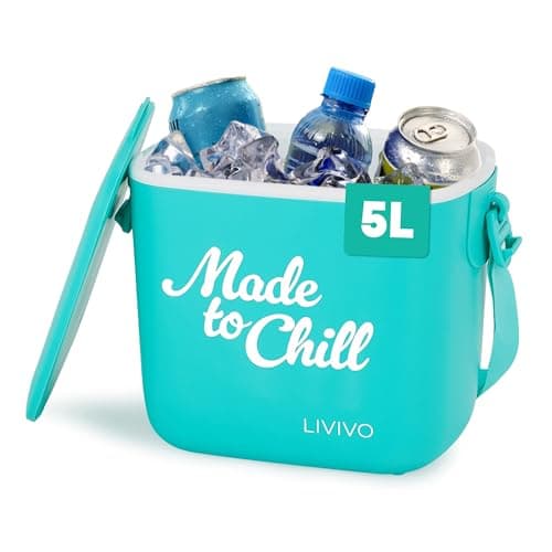 LIVIVO Made to Chill 5L Cool Box – Summer Cooler Box, Small Portable Insulated Ice Box with Strap, Lightweight Hard Cooler for Picnic, Beach, Camping & Travel (Turquoise)