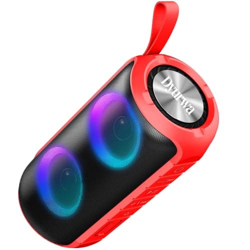 Dyurwa Portable Bluetooth Speaker, 30H Playtime, IPX7 Waterproof, 30W Wireless Speaker with Loud Stereo Sound, Bluetooth 5.3 TWS Pairing, RGB Lights, Music Box for Outdoor, Travel, Party - Red