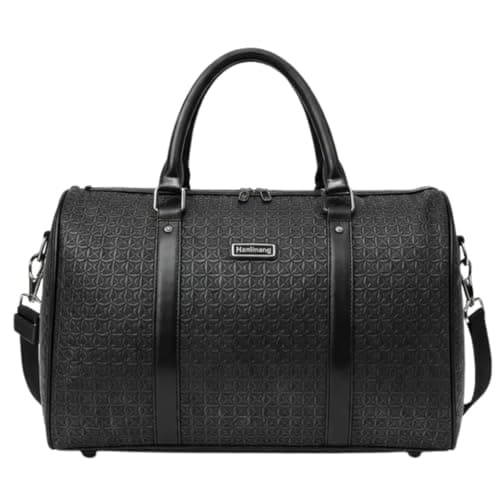 Black Travel Duffel Bag 45cm Cabin Size Carry On Holdall, Lightweight Weekend & Overnight Bag with Shoulder Strap, Gym & Sports Bag for Men & Women