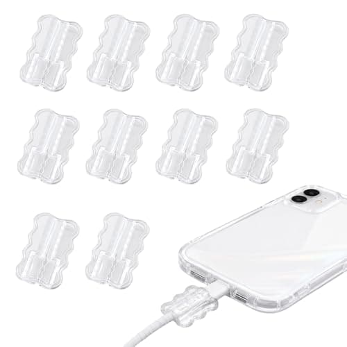 QIHAWN 10Pcs Clear Dual Wave Charger Cable Protectors for Phone Cables