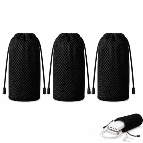 3Pcs 18x9cm Drawstring Mesh Bags, Breathable Nylon Pouches for Electronics