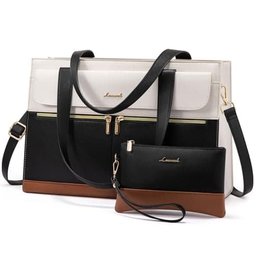 LOVEVOOK Laptop Tote Bags for Women 17.3 Inch Ladies Work Bags Stylish Handbag with Laptop Compartment Large Designer PU Leather Briefcase for School Shoulder Bag for Office Shopping