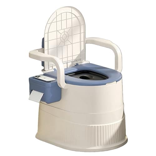RVTENRIO Portable Toilet Chair with Backrest and Armrests – Blue