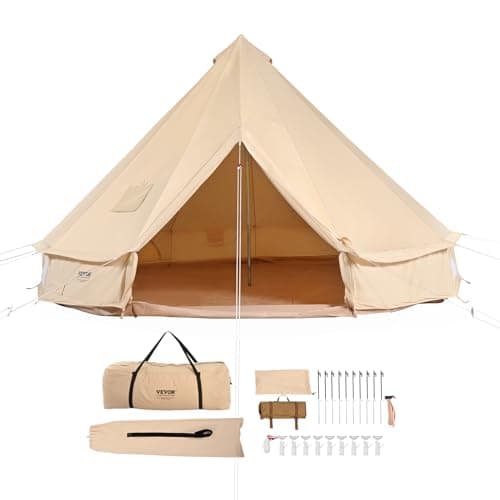 VEVOR Canvas Bell Tent, 4 Seasons 3 m/9.8ft Yurt, Canvas for Camping with Stove Jack,Family Camping Outdoor Hunting Party