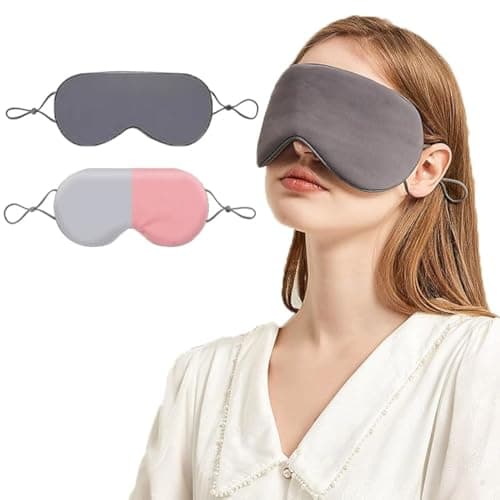 2Pack Sleep Mask, Eye Mask, Sleeping Mask with Adjustable Strap Shade Cover Double-Sided Warm and Cool for Men, Women for Summer Travel Reduces Puffy Eyes Side Sleepers