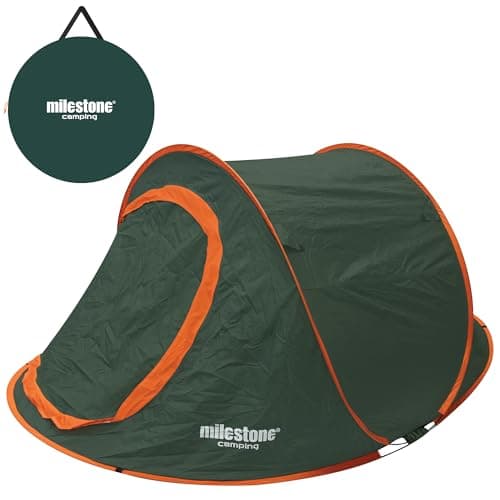 Milestone Camping Pop Up Tent / 2 Person Water-Resistant Tent with Carry Bag Included
