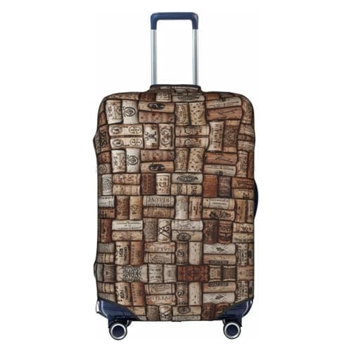 Wine Cork Printing Large Suitcase Cover, Elastic Suitcase Cover with Zipper, Protects Luggage During Travel