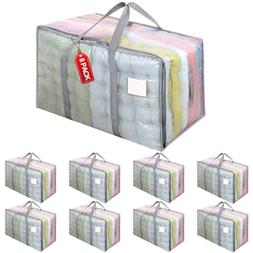 Dntorx 8 Pack 105L Moving Bags Clothes Storage Bags Drom Packing Box, Grey