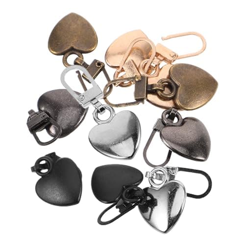 CALLARON 10pcs Universal Metal Heart Shape Zipper Slider Replacement Kit for Shoes and Bags, Detachable and Convenient Zip Puller Repair Accessory Suitable for Travel and Office Use