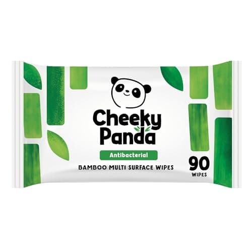 Cheeky Panda Antibacterial Wipes – 90 Bamboo Cleaning Cloths for Kitchen & Home, Kills 99.99% of Bacteria, PFAS Tested, Vegan & Cruelty Free