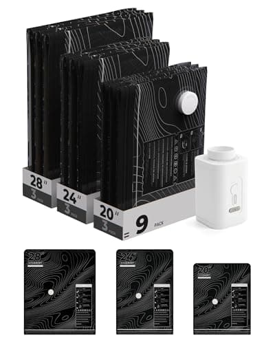 BAGSMART Travel Vacuum Storage Bag with Pump, 9 Pack Compression Saver Bag