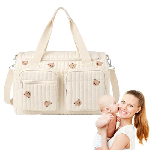 Large Capacity Baby Changing Bag - Multi Functional Nursery Storage Baskets, Cotton Changing Bag for Pram, Baby Changing Diaper Tote, Nappy Bag for Travel, Hospital Birth & Pram Accessories