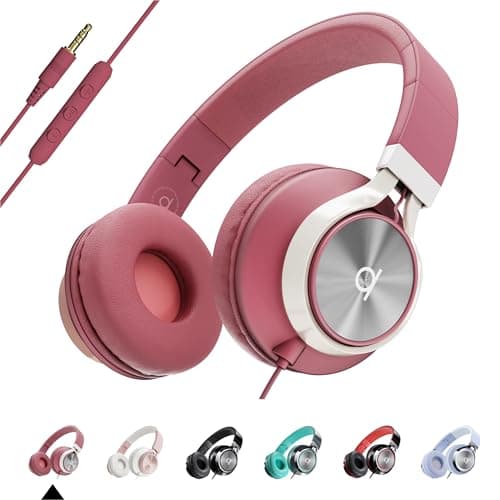 ARTIX Wired Headphones with Microphone & Volume Control, Foldable On-Ear Kids Headphones with 3.5mm Audio Jack for Mobile, Laptop, Computer, Chromebook, iPad & Tablet