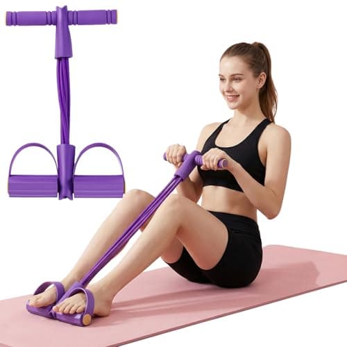 YANJINGSHE pedal resistance bands with handle, 6-Tube Purple Exercise Bands