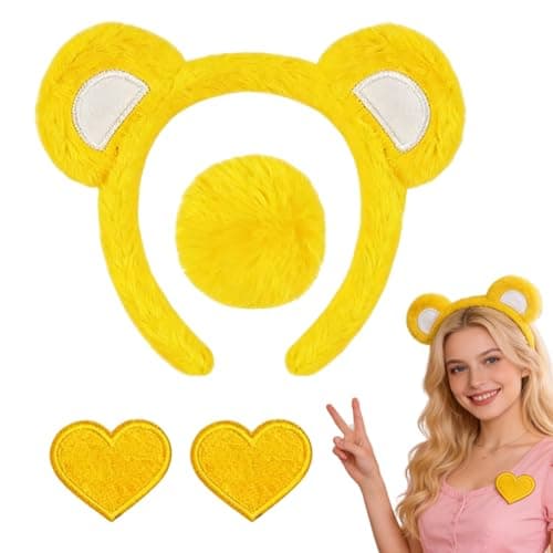 Bear Ears Headband And Tail Set 4 Pieces Unisex Plush Cute Apparel with