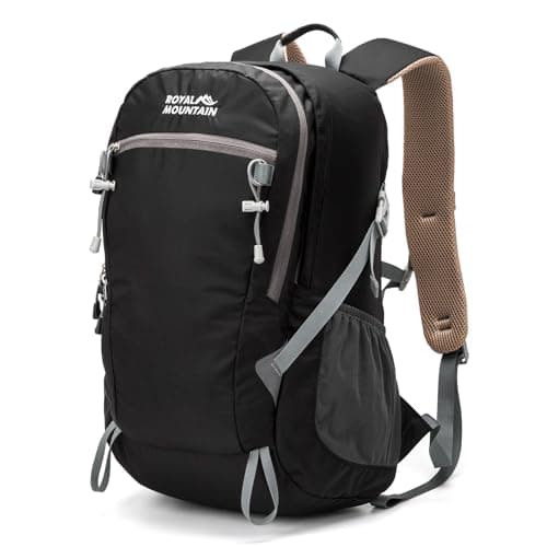 Lightweight Hiking Backpack, 30L Women/Men Waterproof Travel Rucksack Bag with Rain Cover, Outdoor Small Foldable Daypack for Student, Fit for 15.6 inch Laptop (Black, 30L)
