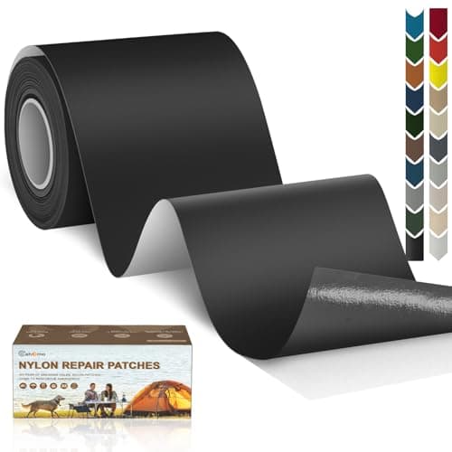 Cahomo Nylon Repair Patch 7.62x200 cm Nylon Repair Tape Self Adhesive Nylon Fabric Tape Outdoor Camping Gear Nylon Repair kit for Tent, Umbrella, Down Jackets, Sleeping Bag, Knapsack (Black)