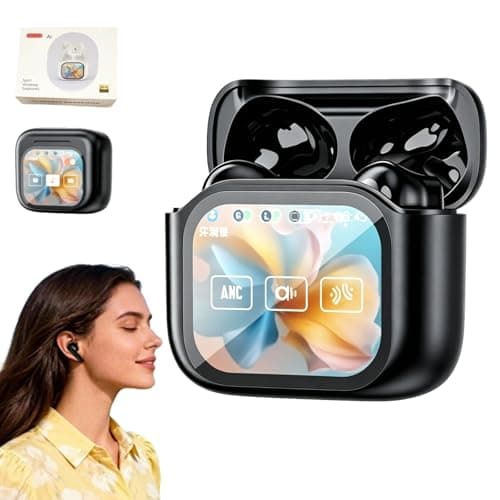Kenlinsrt 2026 Wireless Bluetooth Translation Earphone With LED Display Screen, 156 Languages and Accents Translations Earbuds Real Time, HiFi Sound Bluetooth 5.4 for Travel Meeting Study (black)