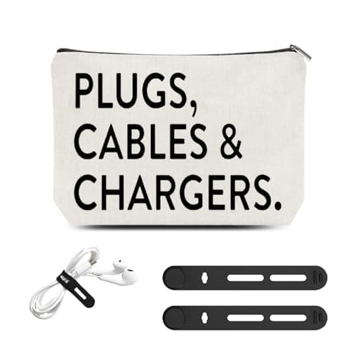 ShiQiao Spl Charging Cable Organiser Bag for Travel with Silicone Cable Ties Cord Organiser Pouch for Women Men Charging Accessory Storage Pouch for Sister Brother Tangle-Free Tech Accessory