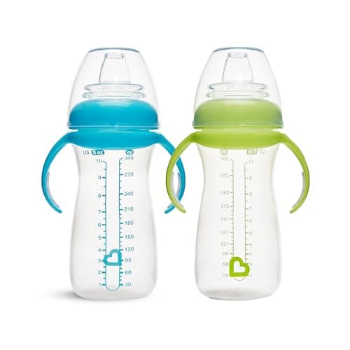 Munchkin 2 Pack Gentle Transition Baby Cups |Clear Bottle|296ml |Blue/Green