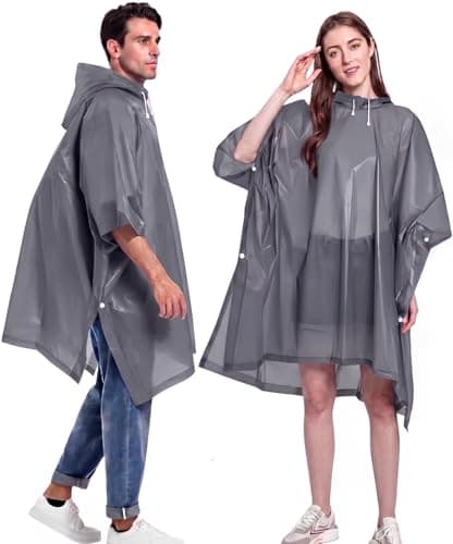 NAYEZH Rain Poncho for Adults, 2‑Pack Reusable Waterproof Cape with Hood