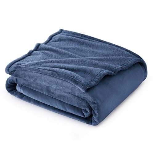Bedsure Fleece Throw Blanket for Sofa - Flannel Fleece, Blue, 130x150 cm