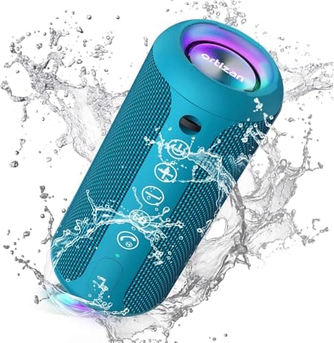 Ortizan Bluetooth Speaker, Portable Speaker with IPX7 Waterproof, Bluetooth 5.3, 30H Playtime, RGB Light, Micro SD card & AUX, Wireless Speaker for Home, Travel, Outdoors