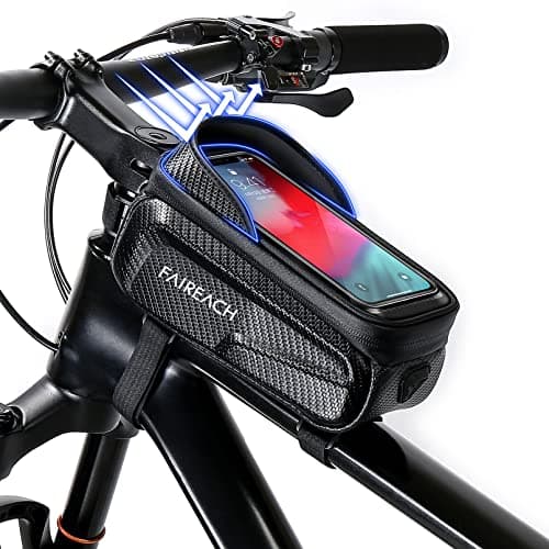 Waterproof Bike Handlebar Bag With Phone Holder, Bike Frame Bag For 6.8"