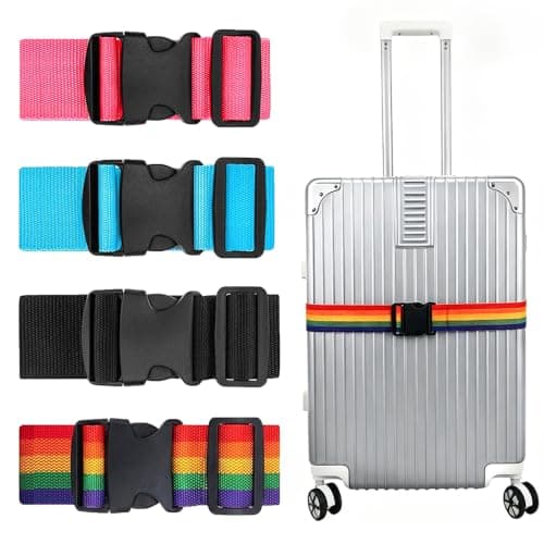 4 Pack Adjustable Luggage Straps, Suitcase Belts with Quick Release Buckles for Travel