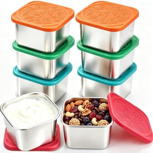 EeSkap 8 Pack 6oz Snack Box Containers with Silicone Lids