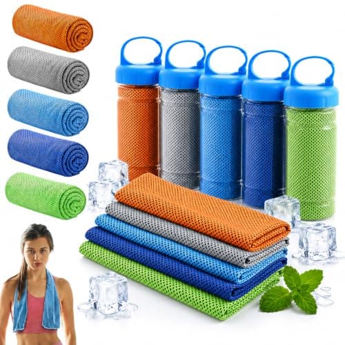 5Pcs Cooling Towel, Ice Towels for Neck Hot Weather Essential, 80x30cm Quick Dry Ice Cool Microfibre Sweat Towel, Soft Breathable for Outdoor Work,Gym,Camping,Travel,Yoga,Sports,Fitness (Set)
