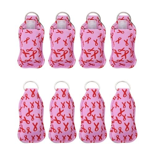 BESPORTBLE 30ml Portable Keychain Perfume Bottle Cover Set, Rubber Hand Holder with 8pcs Travel Size Empty Bottles for Outdoor Hand Washing and Lipstick Holder