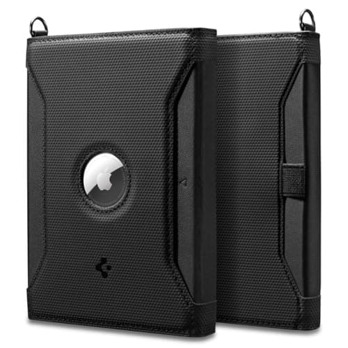 Spigen Passport Holder with Airtag Holder, Passport Cover with RFID Blocking and SIM Card Pin, Made of Vegan PU Leather - Black