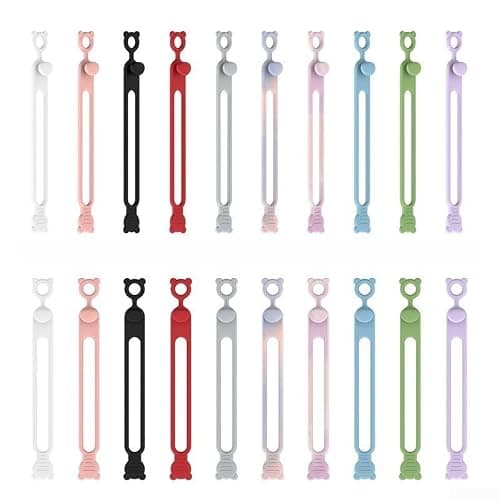 Silicone Reusable Cable Ties, Flexible Self-Locking Round-Hole Buckle