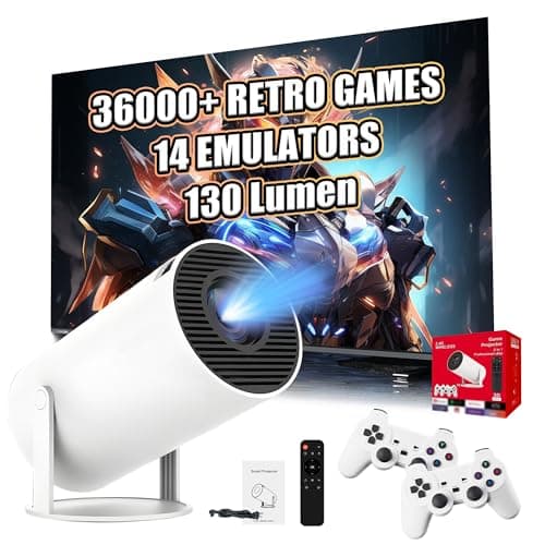 M300 MAX Portable Movie Projector with WIFI and Bluetooth, Wireless Projector with built in 36000+ Game 14 Emulator, 130 Lumen, 1024 * 600P, Android 11 Game Console for Outdoor, Home Theater(Red Box)