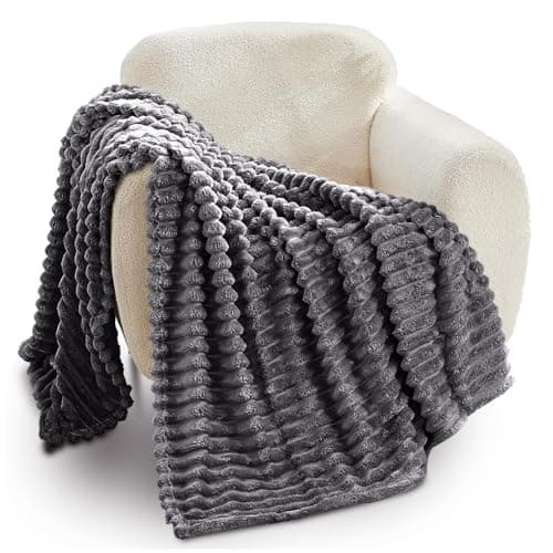GC GAVENO CAVAILIA Fleece Throw Blanket | Soft Fluffy Throws For Sofas, Bed, Settee, Couch | Extra Warm Large Blanket Throw | Easycare, Anti Allergic | Double 150x200 Cm | Charcoal
