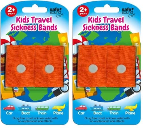 Safe and Sound Travel Sickness Bands for Ages 2+. Colour Received Will Vary. 2 Per Pack (Pack of 2)