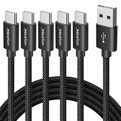 CLEEFUN 1m/3ft, 5-Pack USB C Cable, USB A to Type C Cable Fast Charging