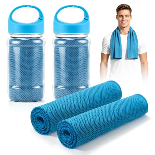 Yftdeltff 2 Pack Cooling Towels, 100x30cm Ice Cool Neck Towel, Soft Breathable Microfiber for Yoga, Golf, Gym, Running, Camping & Hot Weather