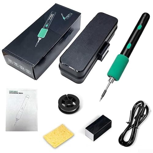 Cordless USB Soldering Iron 15W Portable Welding Tools Fast Heating 8s Adjustable Temp 180-450C Sleep Mode, for DIY Repair Travel Kit(Box style)