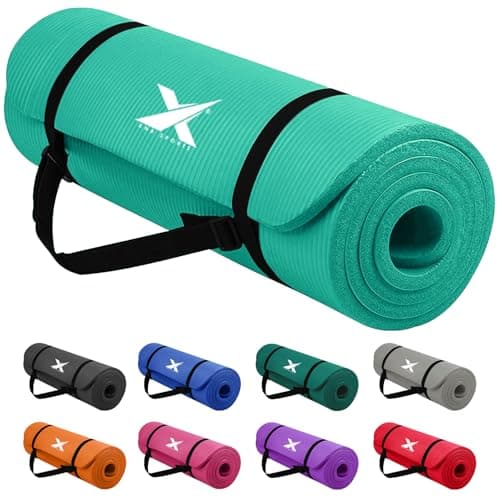 Xn8 Sports Yoga mat 10mm & 15mm Thick NBR Exercise Mat - Non-Tearable Pilates Mat with Extra Carry Strap - Yoga Mats for Women Men for Aerobics Lunges Planks Indoor & Outdoor 61Lx20Wx1.5 & 1Th
