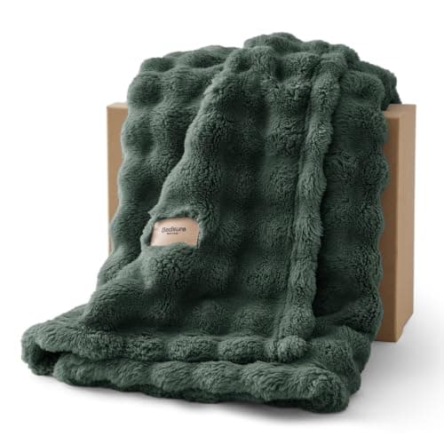 Bedsure Bubble Fleece Throw Blanket - Lightweight, Sage Green, 150x200cm