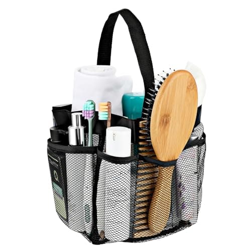 Dimeho Mesh Shower Caddy Bag Portable Large Capacity Bath Tote Basket Quick Dry Hangable Toiletry Organizer Bag 8 Storage Pocket for Gym College Dorm Beach Swimming Pool Camp Travel